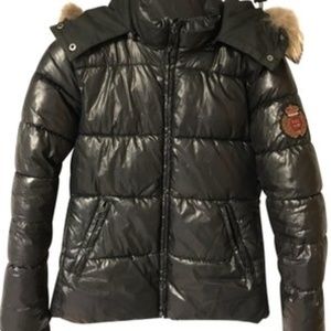 Bel Air black puffy jacket with fur hood